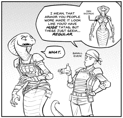 So that XCOM: Chimera Squad footage was pretty good, but I did spend entirely too much time inspecting if the Vipers still had breasts.
For science, y'know.
Dr. Tygan worked hard to figure out what those were for.
1/2 
