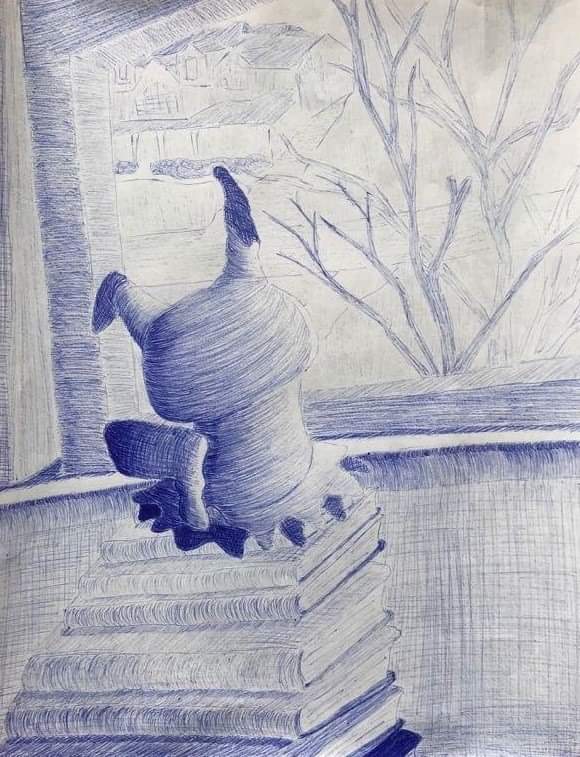 Studio art students this week shared a drawing of life at home. @ChurchillPrin <a href="/wchsbulldog/">churchillhighschool</a>