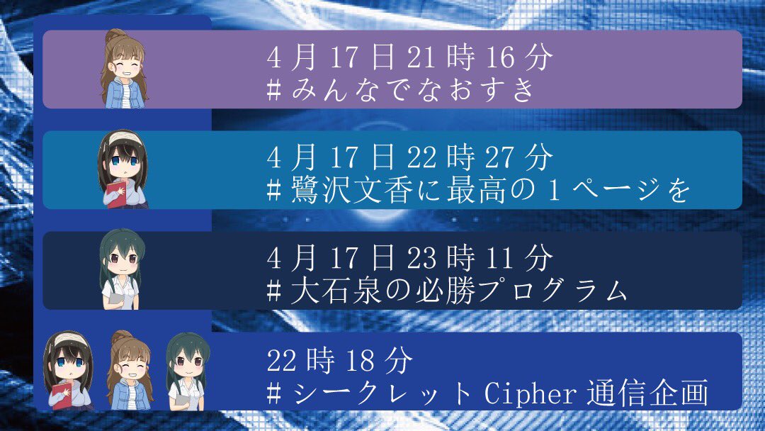 大石泉の必勝プログラム 第９回総選挙及ボイスオーディションまとめ Togetter