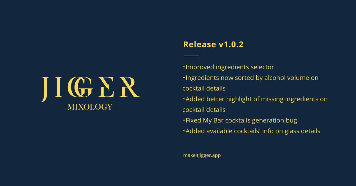jigger_app's tweet image. Happy Friday 🍸

We have released a new version of the app.

Thanks for all your feedback. Together we&apos;re going to make this app even better and your homestay even funnier 😉

Don&apos;t have the app? Download here:
📱 iOS: bit.ly/jigger-ios
📱 Android: bit.ly/jigger-android