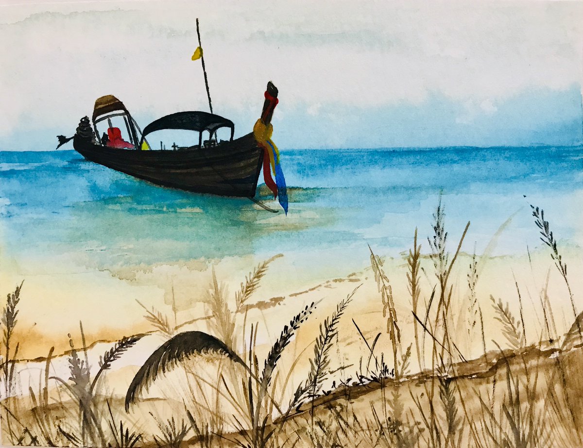 Made some cards for two 18-year-old twin boys who will be celebrating their birthday soon. Hope they feel the love that went into this. #seascape #boat #longtailboat #ocean #watercoloring #watercolorpainting #handmade #seaside #art #create #watercolor #Thailand