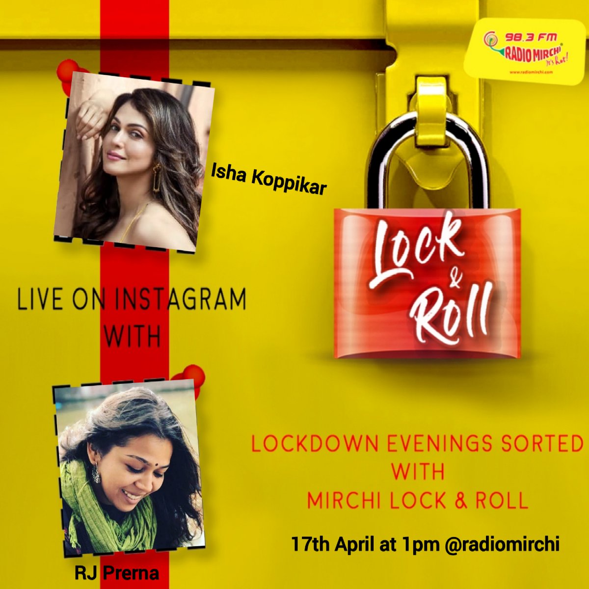 mirchiplus's tweet photo. Catch the gorgeous @ishakonnects live with us today at 1pm on Instagram! DM your questions to @mirchiprerna and she will get them answered from her ๐
#MirchiRJs #LocknRoll #InstaLive #Celebrity #Conversation #Questions #quarantinelife #LockDown #Fun https://t.co/OSCm7fom4M
