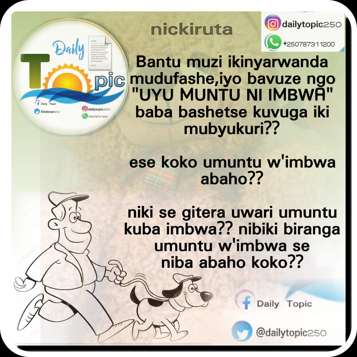 dailytopic250's tweet image. Sura, unakunde paji yacu ya facebook #DailyTopic ujye ubona topic nshya buri munsi.