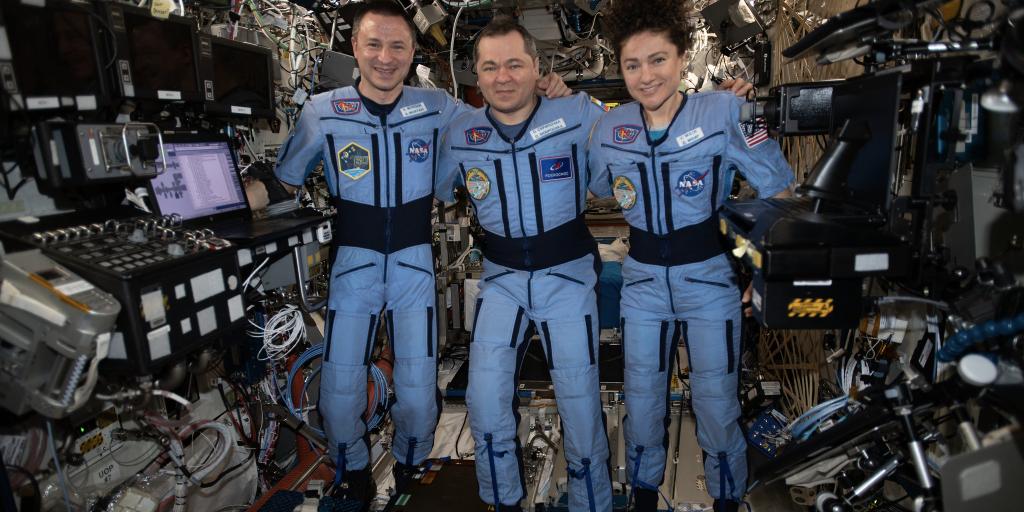 NASA's tweet photo. ICYMI: Three space travelers returned home today!

👨‍🚀 👩‍🚀 👨‍🚀

@AstroDrewMorgan, @Astro_Jessica and Oleg Skripochka of Roscosmos are safely back on Earth from their mission on board the @Space_Station, after their Soyuz spacecraft landed at 1:16am ET: https://t.co/2ClaTfrc5L https://t.co/lhOZj6cts8