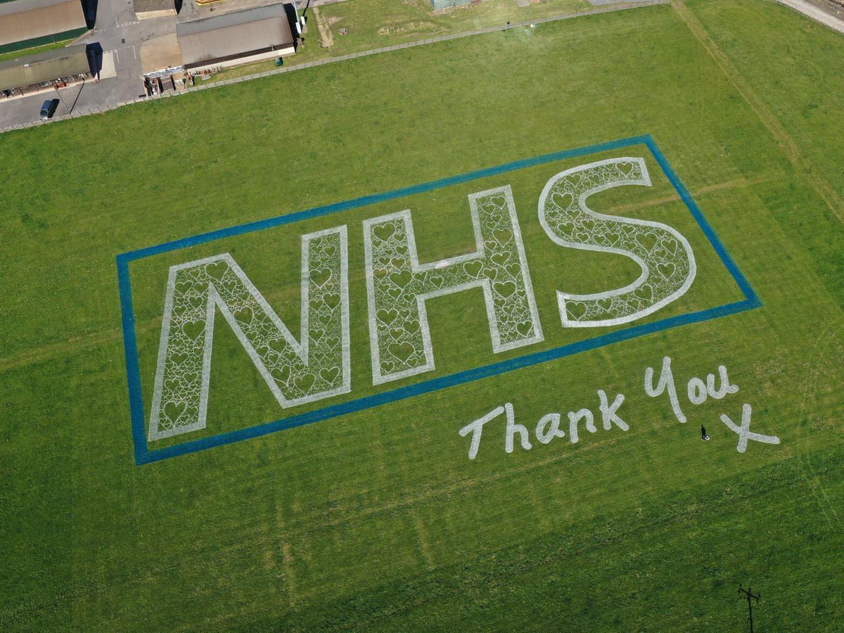 NorthofWatford's tweet photo. Lovely piece of art in a local field near our #HebdenBridge #Yorkshire office from #SandInYourEye @JamieWardley #ProtectTheNHS #NHS https://t.co/OsRz9ORNjd