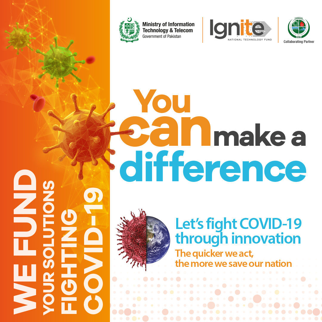 IgniteNTF's tweet photo. @IgniteNTF  is seeking high Impact and short time to market ideas from brightest #innovators from brightest innovators that can be developed to tackle the most pressing challenges caused by COVID-19 outbreak. 

Visit: https://t.co/R0sSc9zZB9 

#Ignite #MoITT #Covid_19 #Pakistan https://t.co/r8uiguaOtI