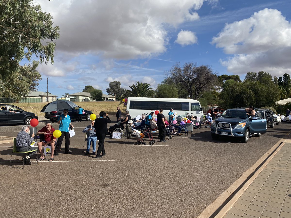 Residents at the Nerrilda Nursing Home got the chance to see their loved ones through car windows today. See the hundreds of families passing by with signs and waves on Monday at 7pm on <a href="/SpencerGulfNN/">Spencer Gulf Nightly News</a>