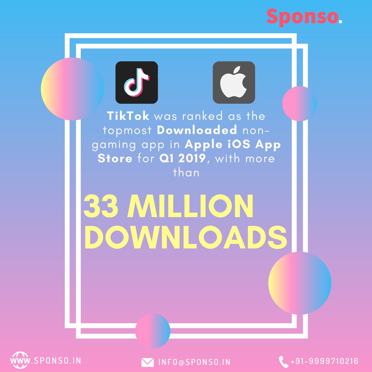 Sponso3's tweet photo. TikTok has surely created a lot of buzz on social media since last year. Did you know that TikTok was ranked as the topmost downloaded non gaming app in 2019? 
#marketing
#influencer
#influencers
#india
#marketingstrategy
#business
#startup
#digitalmarketing
#trends
#marketing https://t.co/MnNKz19hrA