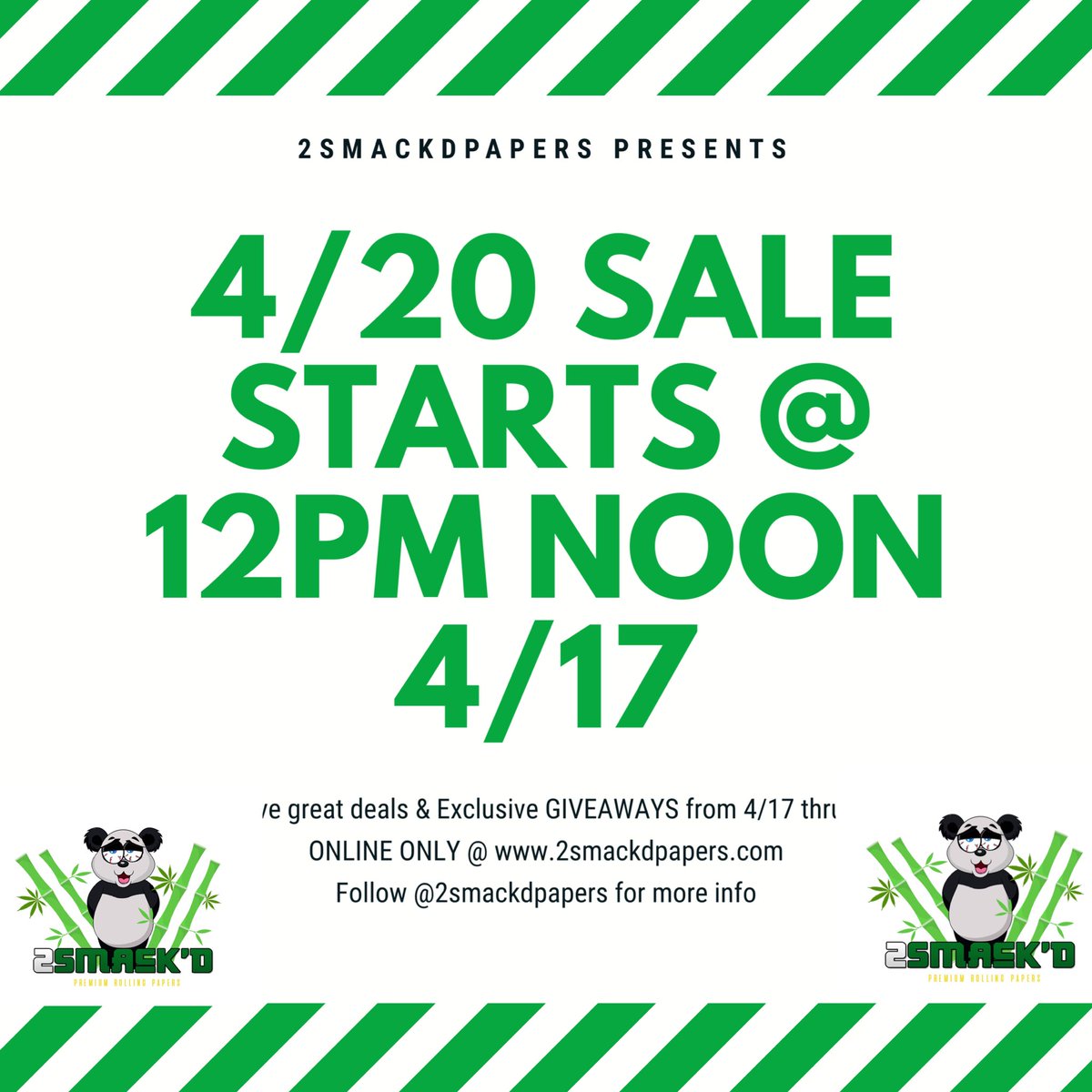 2smackdTheBrand's tweet photo. TODAY 4/17 (12pm NOON) eastern time β° #BeReady #420sale πΌπΌπΌ
ARE YOU SMACKβD YET ββββ
Purchase your Papers & Merch TODAY at https://t.co/s95v3UkRDw
#Getsmackd with @2smackdexotics while rolling it up with @2smackdpapers πΌπΌπΌ
#ASmootherWayToBurn https://t.co/ziNHaoxtMz