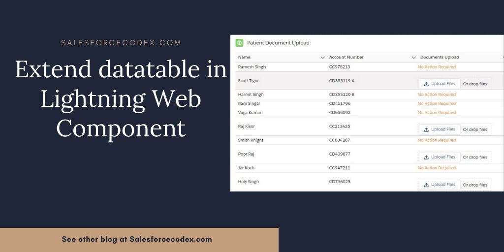 Do you want to extend datatable in Lightning web component? My this blog will help you in extending datatable in LWC. I have added file upload in table based on flag in object.

salesforcecodex.com/2020/04/extend…