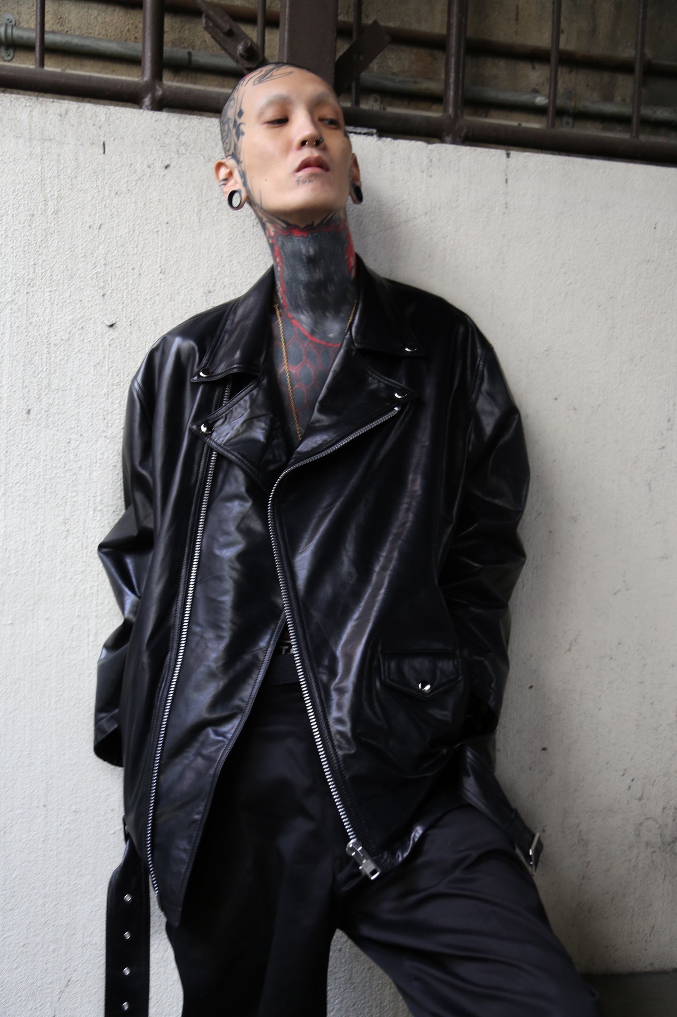 マダラニンゲン OVERSIZED LEATHER BIKERS JKT