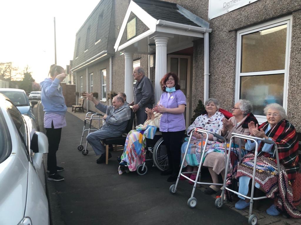 Our residents clapping for carers last night. <a href="/MattHancock/">Matt Hancock</a> <a href="/Helen_Whately/">Helen Whately MP</a> help our carers to keep them safe #clapforourkeyworkers #ClapForCarers #COVID19 #PPEShortages #residentialcare #frontlineworkers #FrontLineHeroes <a href="/GMB/">Good Morning Britain</a>