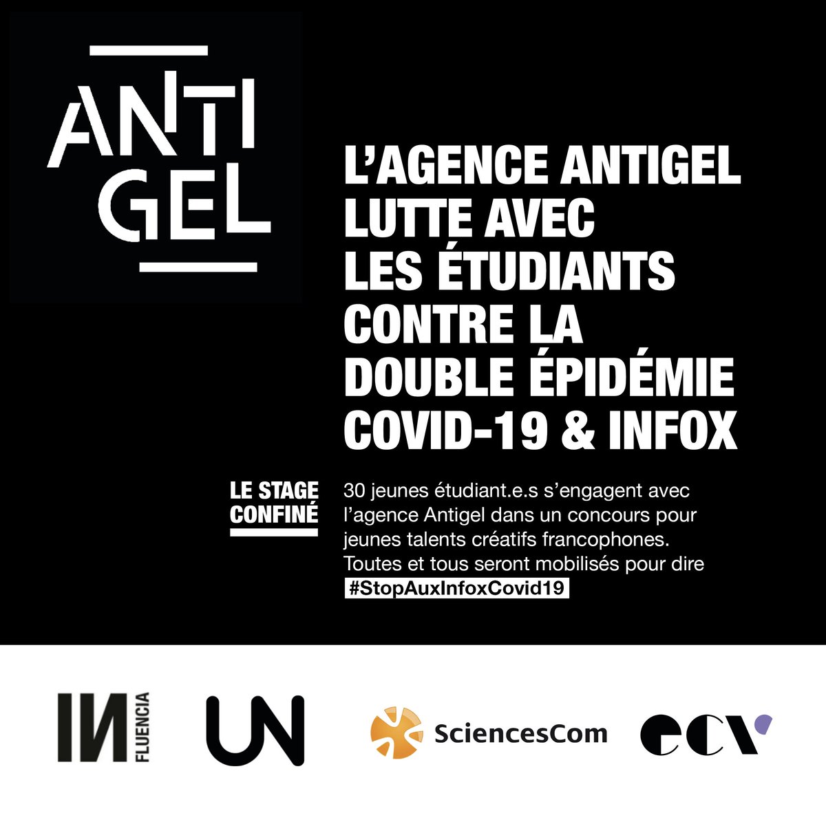 📣STAGE CONFINÉ AVEC ANTIGEL !
🏆 #CONCOURS #StopAuxInfoxCovid19 pour Jeunes talents créatifs.
Très fiers d'accompagner 30 étudiants des Écoles @ECV_Digital_Nts et @audencia_com dans la participation à ce concours organisé par <a href="/LUNIONfr/">L'UNION Francophone</a> et <a href="/INfluencialemag/">INfluencia</a>.
#StayHome