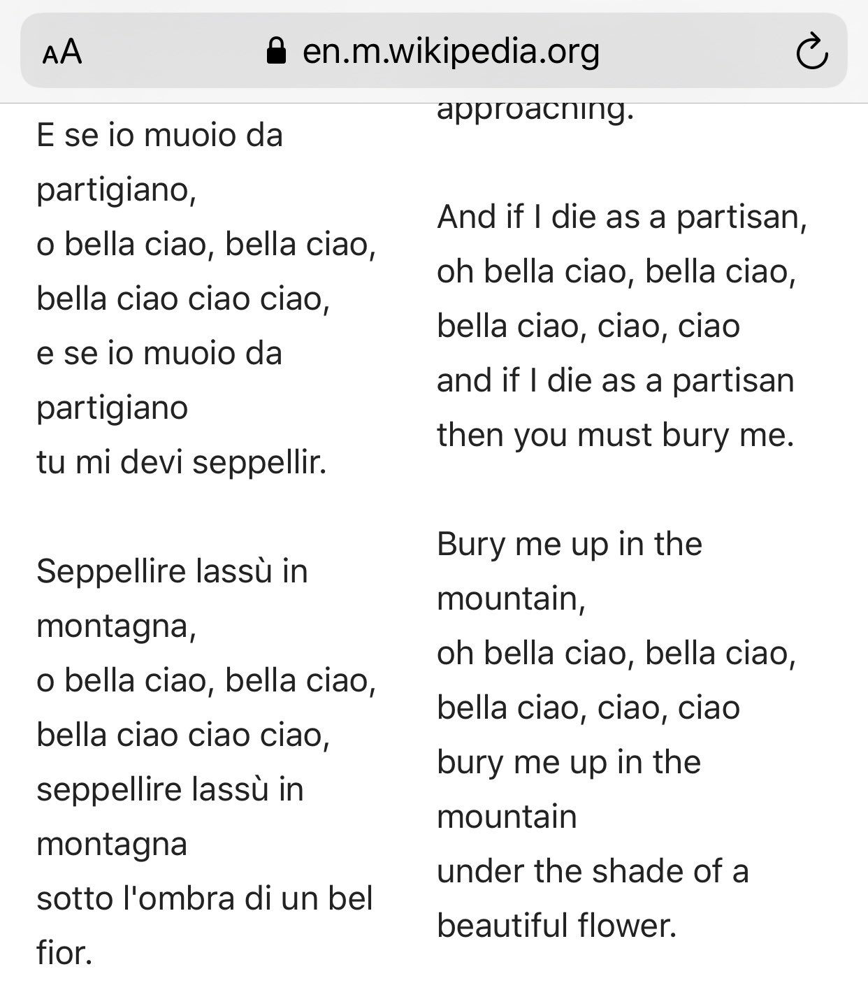 Lirik lagu bella ciao