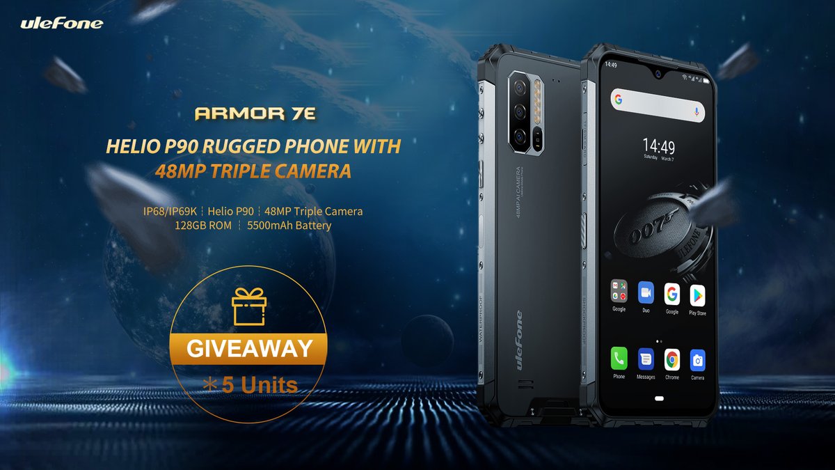 UlefoneMobile's tweet photo. Giveaway - A Chance to Win 5 Ulefone Armor 7E for Free.
RT, 🔁
Join now>>>https://t.co/3oDMZpGzAW https://t.co/adc5JL3jrR