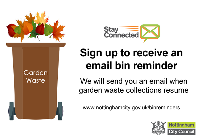 🛑Do not burn your garden waste in outdoor spaces

✔️Store waste in your garden until collection resumes

✔️Sign up for a bin reminder &amp; we’ll email you when garden waste collections resume nottinghamcity.gov.uk/binreminders

✔️Guide to home composting
recyclenow.com/reduce-waste/c…