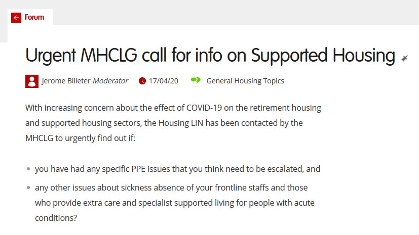 HousingLIN's tweet image. Have your say on #COVID19 #SpecialistHousing &amp;amp; #SupportedLiving. With increasing concern about #PPE and #staffsickness @HousingLIN wants to hear from you. Let us have your concerns by 25 April so we can inform @MHCLG of the state of crisis in our sector. housinglin.org.uk/Discuss/Genera…