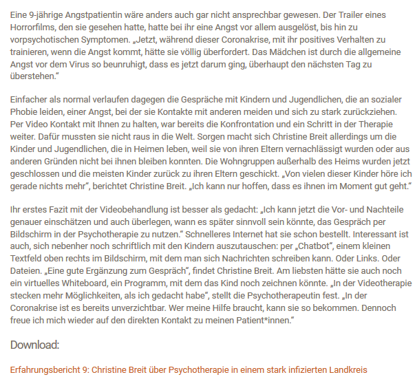 Kinder- und Jugendlichenpsychotherapeut*innen sind auch während der Corona-Pandemie für die Patienten weiter da. Auch mit kleinen Kindern ist es möglich in therapeutischem Kontakt zu bleiben. Die Videosprechstunde macht es möglich. Kreativität und Mut Neues auszuprobieren