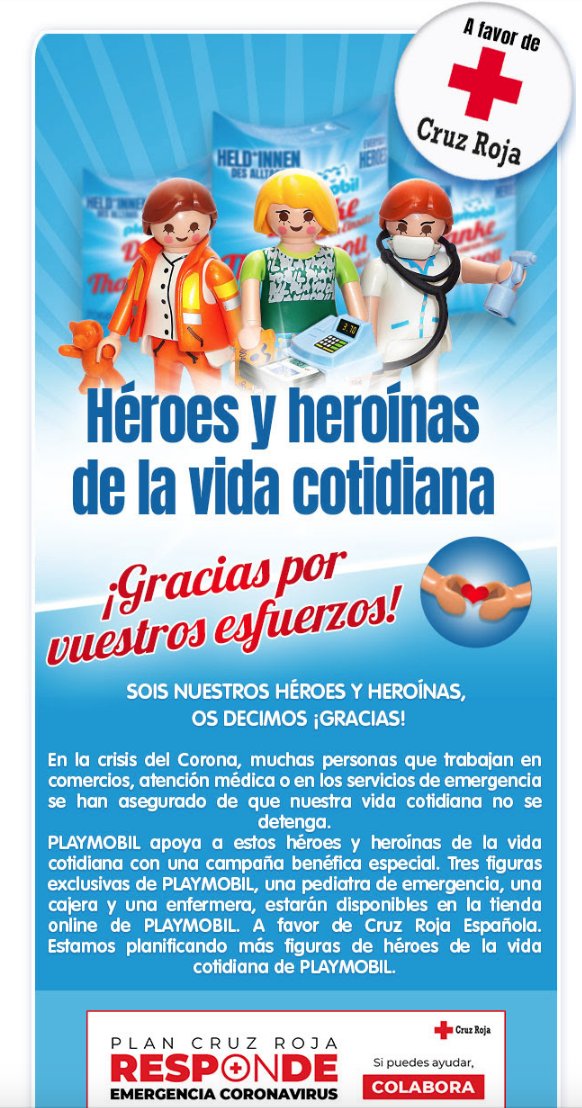 Clickeros_'s tweet image. Disponibles en la web española de #Playmobil  a favor de nuestra Cruz Roja.