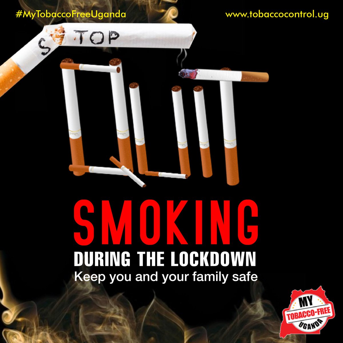TobaccoCtrlUg's tweet photo. In these remaining days of LOCKDOWN, have you given quitting smoking a thought?
Keep you and your family safe during the #Lockdownextention.
Stay away from all toxic substances.
#QuitSmoking #SayNo2Tobacco #StayHome #SmokeFREEUg https://t.co/xiSNLMgt1T