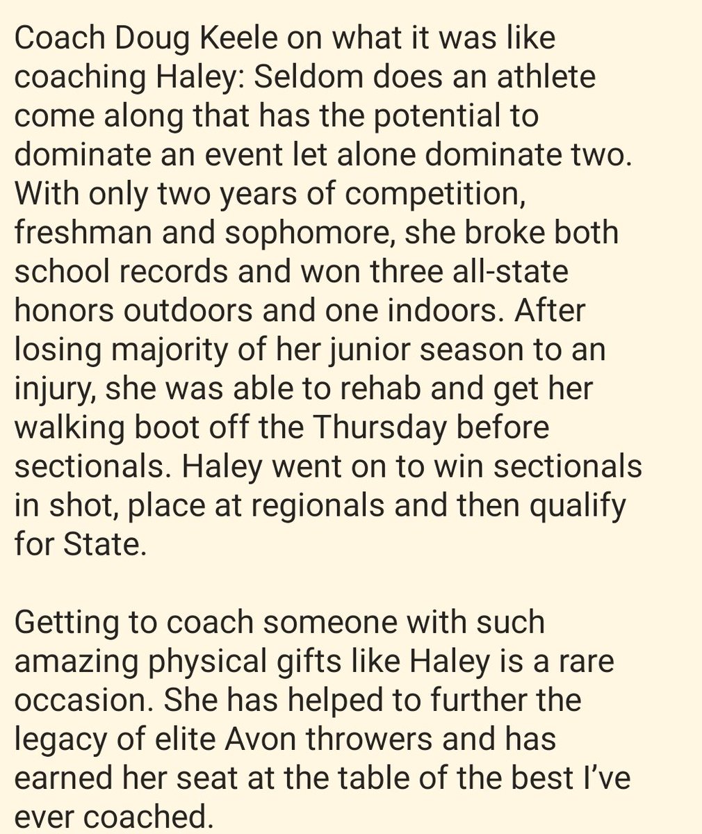 girls_avon's tweet photo. 💛 Senior Spotlight🖤 ATF Shot Put (42'08".25) and Discus(143-0) record holder @HaleyNichols44. 

Future Plans:  Will be attending University of Tennessee Martin to continue her academic and basketball career. https://t.co/wIqEgqP3O7