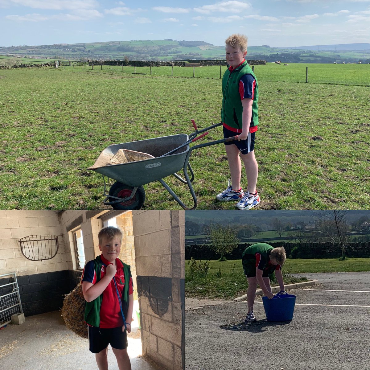 Mares1972's tweet photo. With his big sister out of action, Guy is being amazing helping with the care of her pony .... though I fear he may need a quarantine haircut, any tips for those horse trimmers @SfhHolden 😂 #sedberghathome #lunecsps @Cressbrook_Sed @Sedbergh_Prep https://t.co/eH312U9dk2