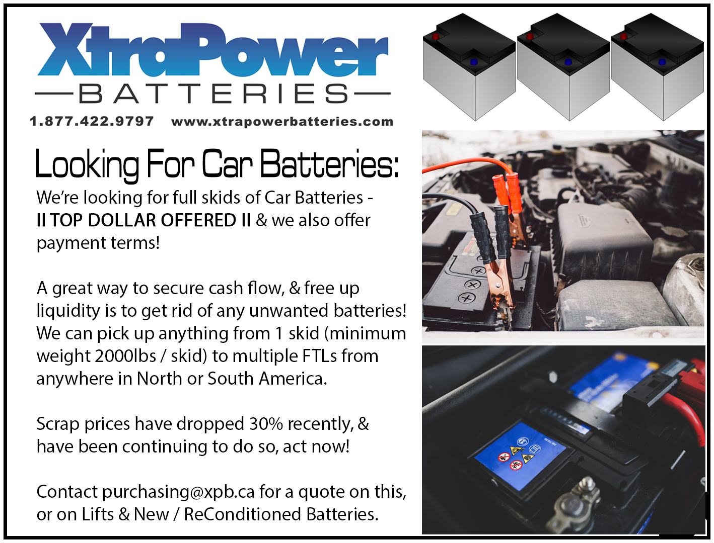 XtraPower Batteries on Twitter "We're looking for full skids of Car