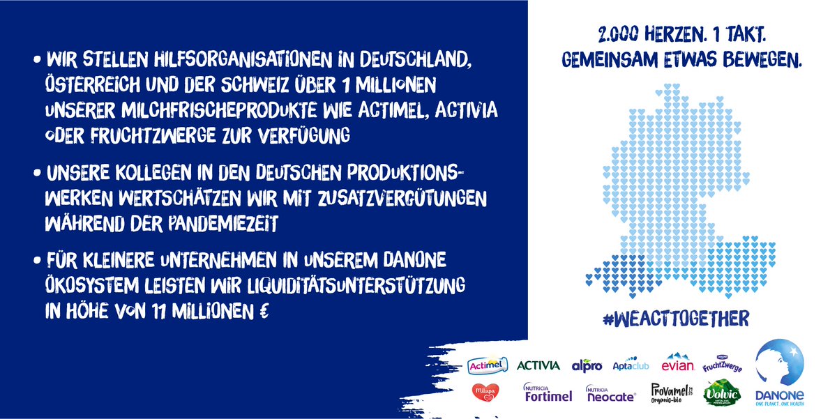 DachDanone's tweet photo. Reden ist Silber, Handeln ist Gold. Deswegen halten wir Wort. Getränkespenden, Trinknahrung, Forschungsunterstützung sowie Geldspenden für das @roteskreuz_de  – wir sind für euch da. In Deutschland, Österreich und der Schweiz. https://t.co/0U535it6ZW