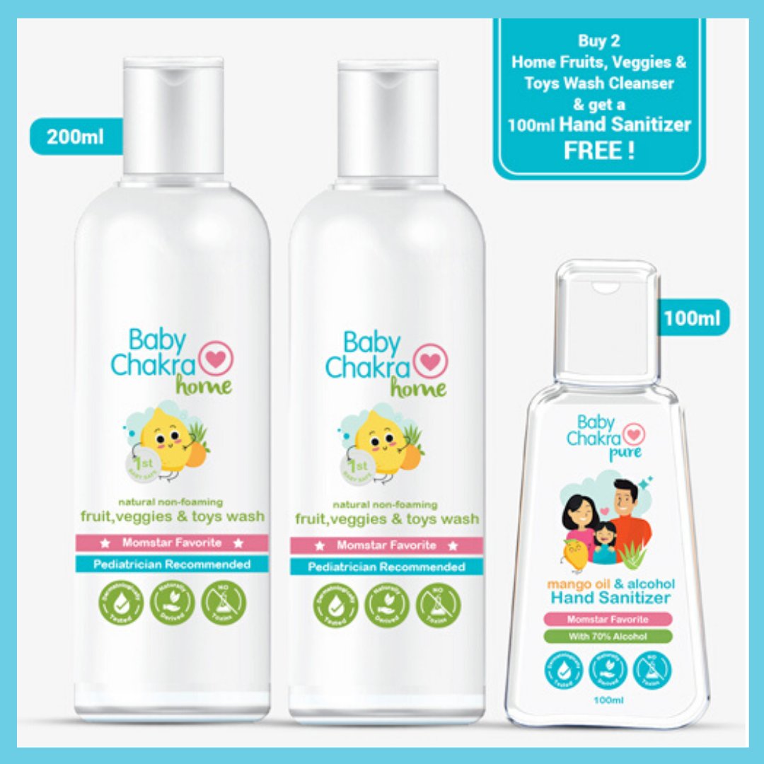 myBabyChakra's tweet photo. Remove #germs & #bacteria from your veggies with BabyChakra Home Fruit, Veggies & Toys Wash.
As part of our commitment to fight against Covid-19, we are giving a 70% #alcoholbased Sanitizer free with a combo of 2 Fruits, Veggie & Toys Wash.
Shop Now: https://t.co/apLvuwr4ed https://t.co/81kgggtYRD