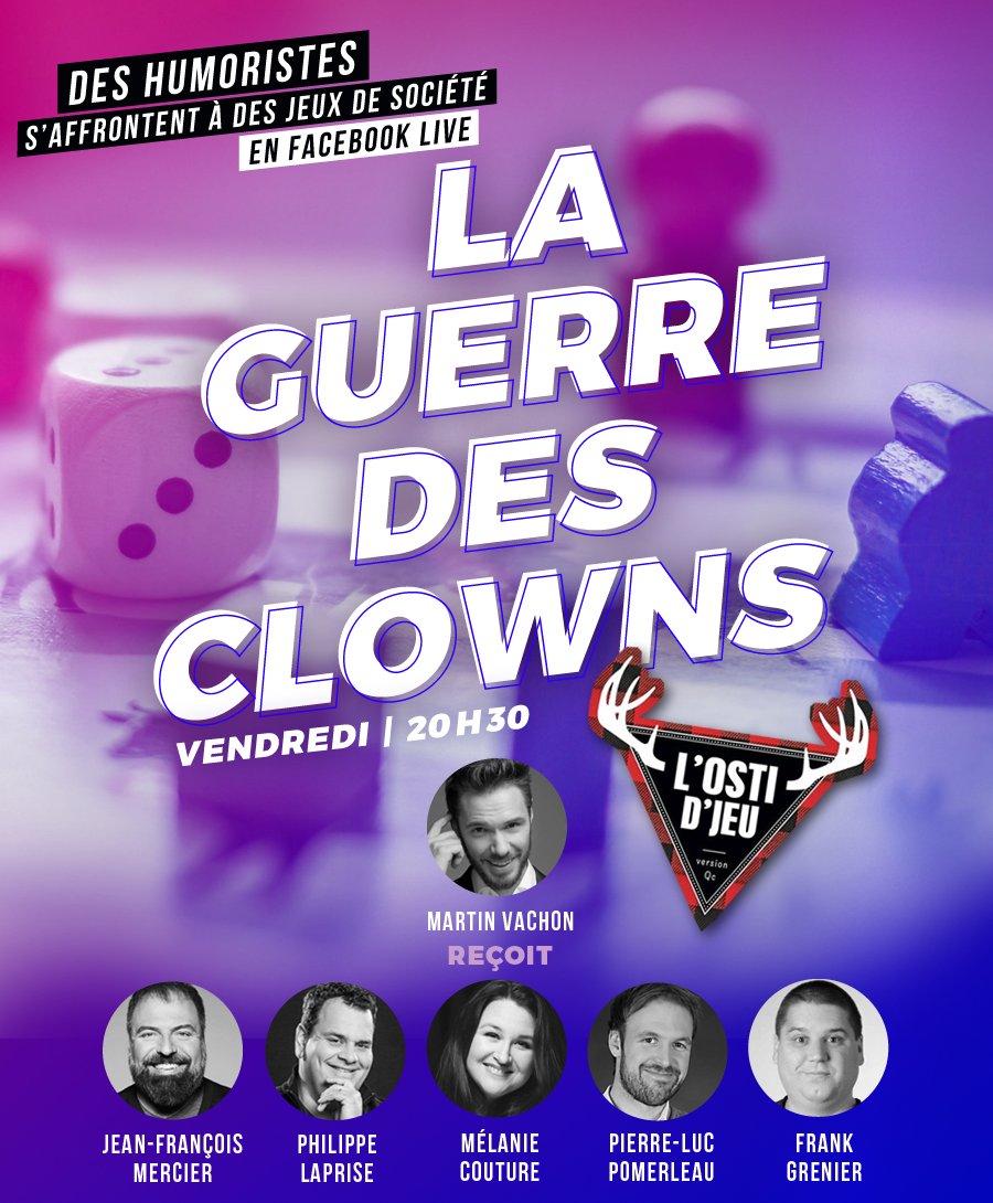 Martin Vachon (@martinvachon_) on Twitter photo Ce soir je joue à L'osti d'jeu en facebook live avec mes invités : <a href="/kingmercier/">JF Mercier</a>, <a href="/phillaprise/">Philippe Laprise</a>, @Melaniecout, @PLPomerlo et <a href="/FrankGrenier10/">Frank Grenier</a> ! Ça risque d'être super mature... ;) Manquez pas ça ! Ce soir je joue à L'osti d'jeu en facebook live avec mes invités : <a href="/kingmercier/">JF Mercier</a>, <a href="/phillaprise/">Philippe Laprise</a>, @Melaniecout, @PLPomerlo et <a href="/FrankGrenier10/">Frank Grenier</a> ! Ça risque d'être super mature... ;) Manquez pas ça !