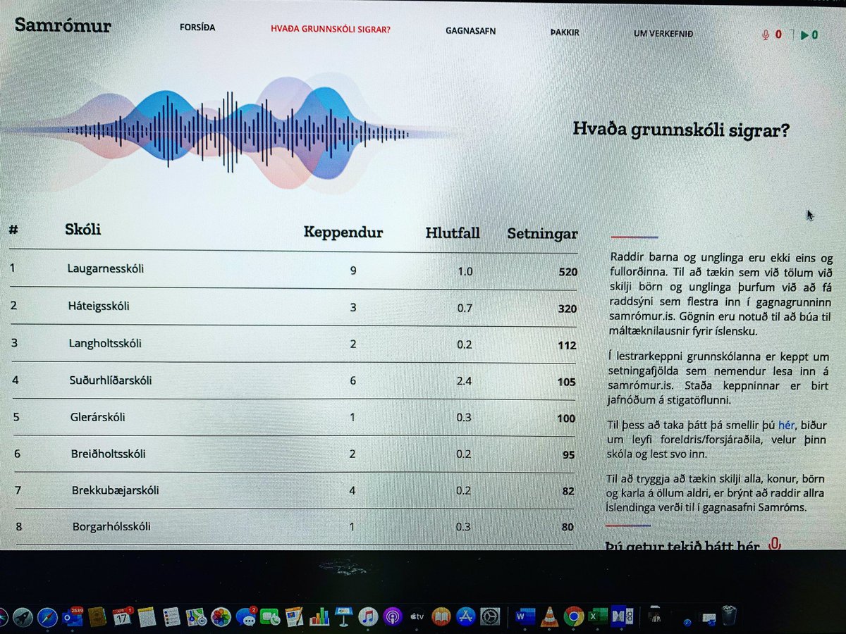 Einhversstaðar í Laugarnesi sitja níu börn og lesa inn á Samróm allan sólarhringinn.. Ánægð með þau 😎
