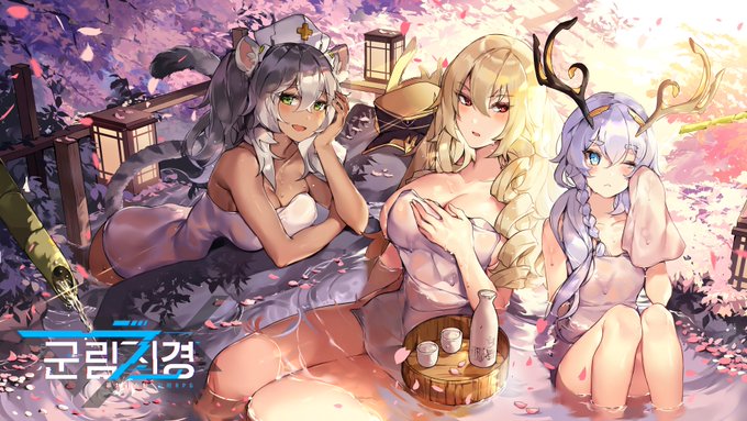 군림지경 오픈 축전 일러스트를 그렸습니다. 사이버펑크 테마 게임이지만 계절감있게 봄의 온천 풍경을 입혀보았습니다!🌸 #군림지경 @Kingsense_kr 