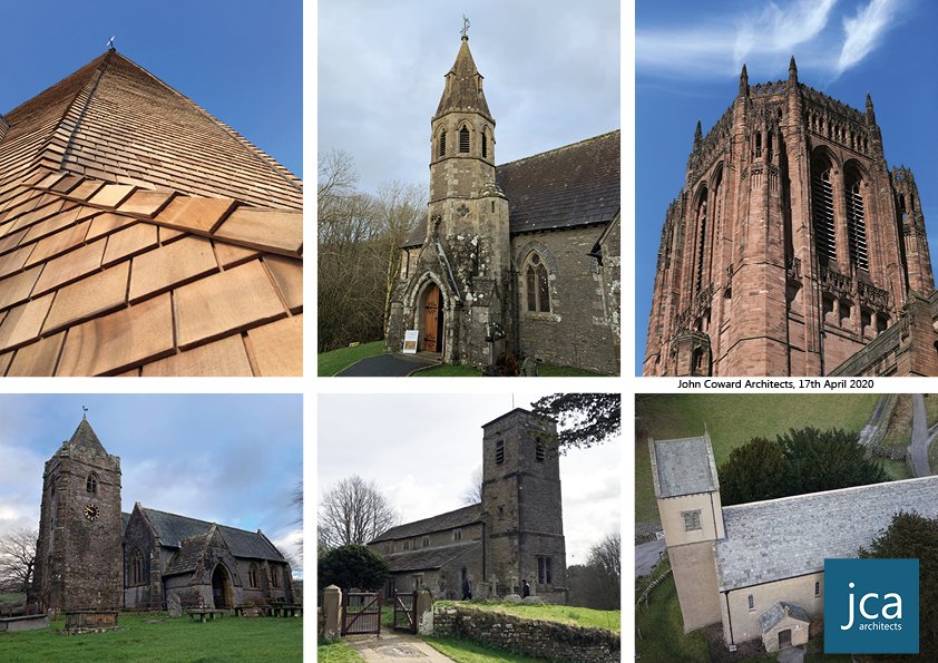 jca_ltd's tweet image. A selection of church towers that we've had the pleasure of inspecting recently with a view to specifying much needed repairs.  Surveys carried out using MEWP, pole, drone and good old binoculars. #church #architecture #Cumbria #Liverpool #northwest