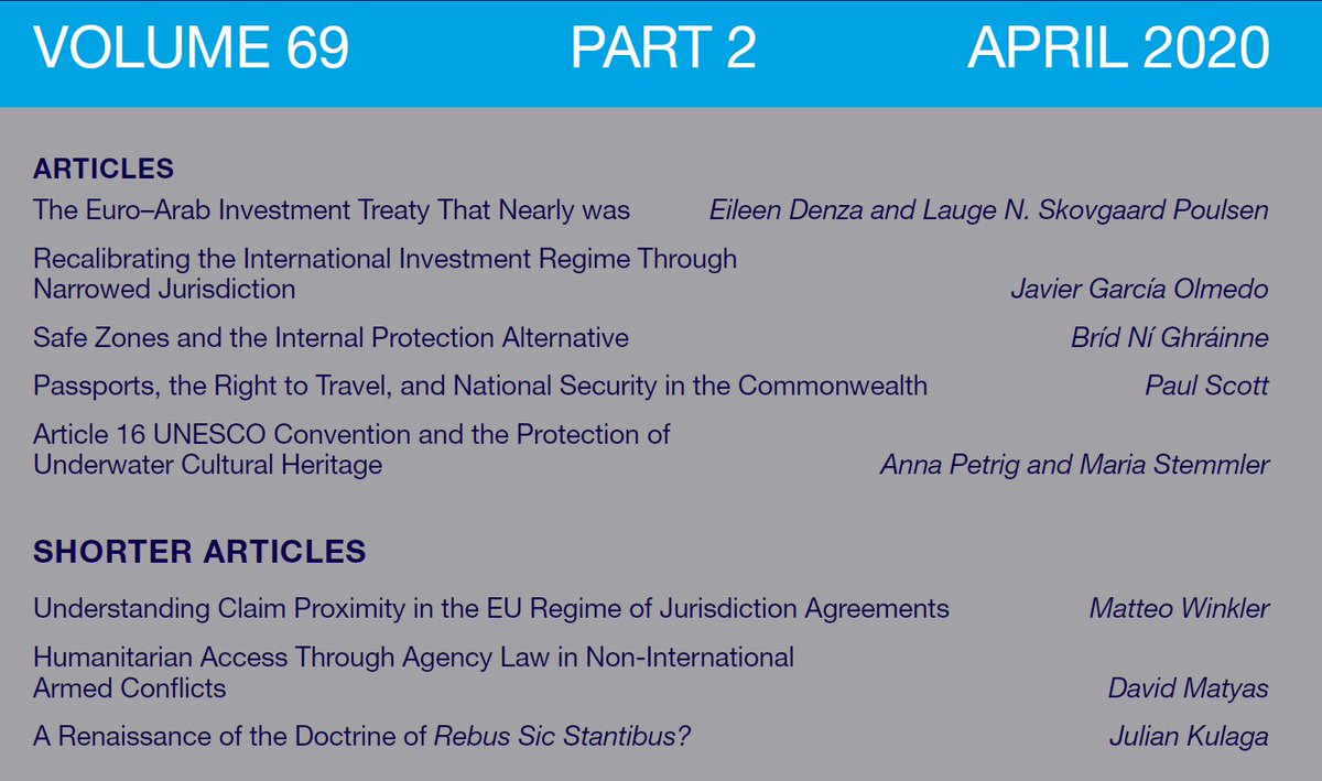 International and Comparative Law Quarterly (@iclq_jnl) on Twitter photo The April issue <a href="/ICLQ_jnl/">International and Comparative Law Quarterly</a> is out now, featuring articles on investment treaties, safe zones, passports as national security tools, Art 16 UNESCO Conv, claim proximity in EU jurisdiction, agency law and NIAC and rebus sic stantibus!
Something for everyone!
cambridge.org/core/journals/… The April issue <a href="/ICLQ_jnl/">International and Comparative Law Quarterly</a> is out now, featuring articles on investment treaties, safe zones, passports as national security tools, Art 16 UNESCO Conv, claim proximity in EU jurisdiction, agency law and NIAC and rebus sic stantibus!
Something for everyone!
cambridge.org/core/journals/…