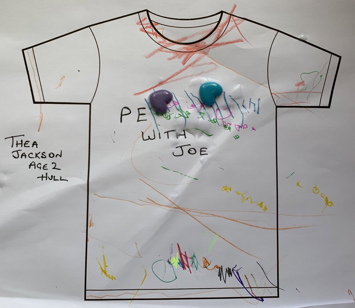 zoedarke's tweet photo. Milo (6) &amp; Thea (2) have had fun this morning designing their T shirts #homeworkwithJoe #ThankYouNHS https://t.co/Wk4aeie16c