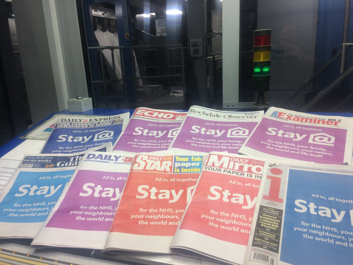 reachprint's tweet photo. See our teams @reachprint printing @UKgovcomms
 #stayhome campaign and read more from @michaelgove
 “Newspapers are the lifeblood of our communities and we need them now more than ever"...

https://t.co/DSsWfrSpFi https://t.co/HHzvWCfn1T