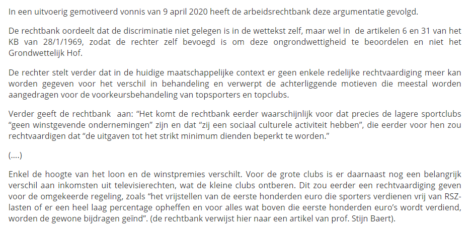 Breaking. De arbeidsrechtbank van Antwerpen oordeelt. De RSZ-korting op voetballonen is "zodanig disproportioneel dat deze maatregel niet redelijk verantwoord is." Dames en heren politici, het is aan u, trek recht wat absurd krom is. bit.ly/2K9wo0N