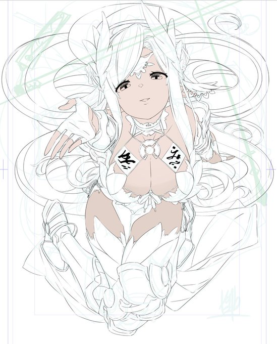 進捗(`、3_ヽ)_ 髪の毛書き込み中 細かくなっていく 