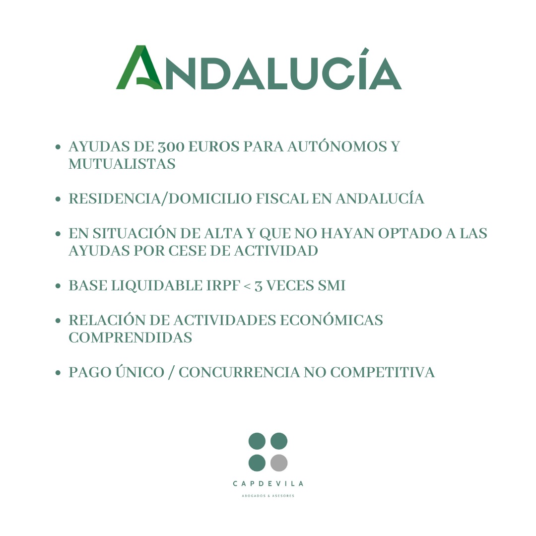 capdevilalegal's tweet image. Os dejamos un resumen de las ayudas a las que pueden optar los autónomos cumpliendo una serie de requisitos.

Para más información, estamos a tu disposición.

#QuédateEnCasa #CapdevilaAbogados #AyudasAutonomos #COVID19