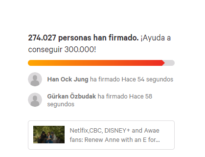 13 hours later we hit 274k. As long as the petition don't stop growing, we don't stop fighting. Simple as that.April 17, 2020.05:40 am  #renewannewithane
