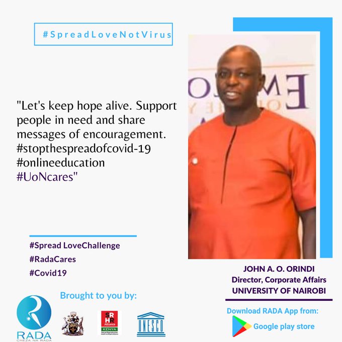 Spread love not virus.
#UoNcares
#SpreadLoveChallenge