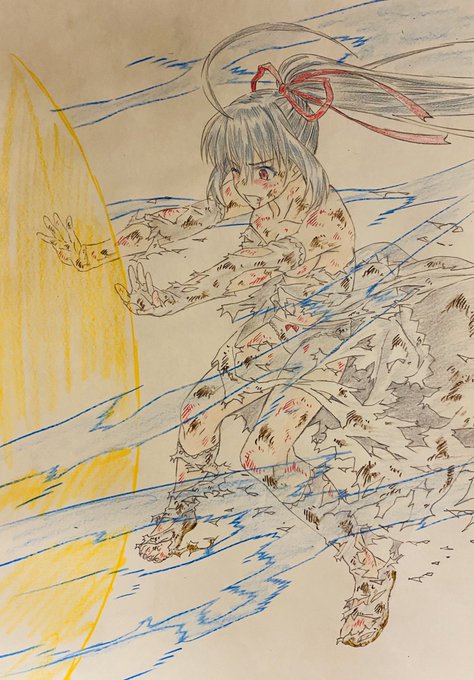 リクエストよりローゼンクロイツスティレッテのフロイちゃん再び。バリア張って攻撃を凌いでいますが服がボロボロに破れていく様子です。 