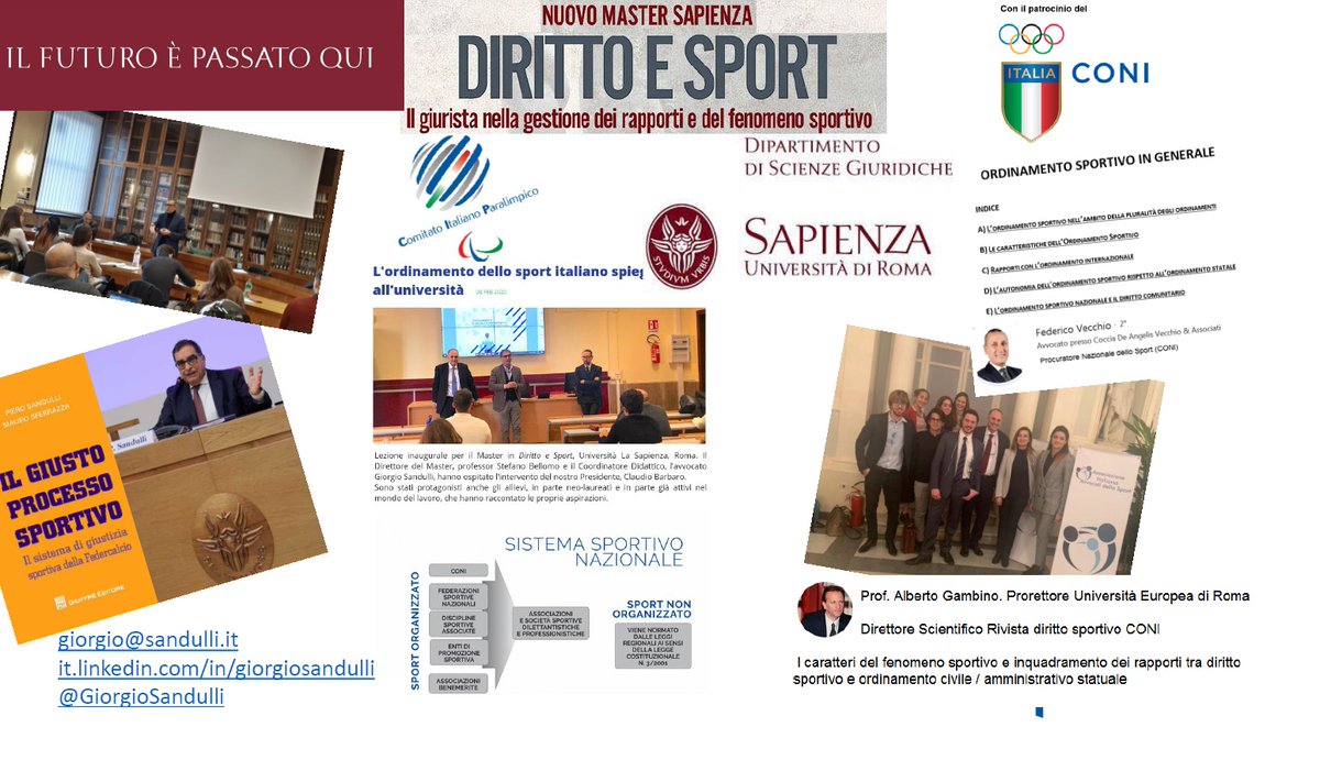 GiorgioSandulli's tweet photo. #SapienzaDirittoSport coinvolge a distanza gli allievi in una didattica interattiva
In parallelo moduli #GiustiziaSportiva e #TrasferimentiCalciatori
Interventi dei massimi operatori, #GiudiciFederali e #AgentiFIFA
Materiale su:
https://t.co/IXzc84p14z
https://t.co/4NoyztOHP1 https://t.co/oDYsxQtdKG