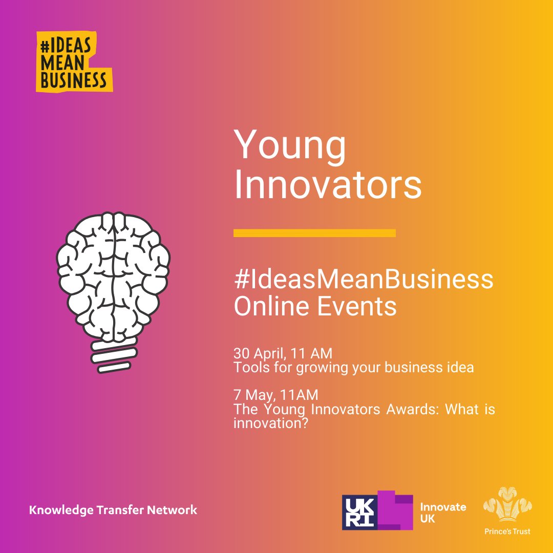 Passionate about new ideas? Like to think outside the box? 💡

Join the @ideasmeanbusiness Young Innovators community to get expert advice and find out what support is available to you! #IdeasMeanBusiness

Register now: bit.ly/YoungInnovator…