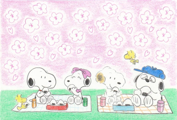 春夏秋冬Four Seasons #イラスト #スヌーピー #illust #snoopy 