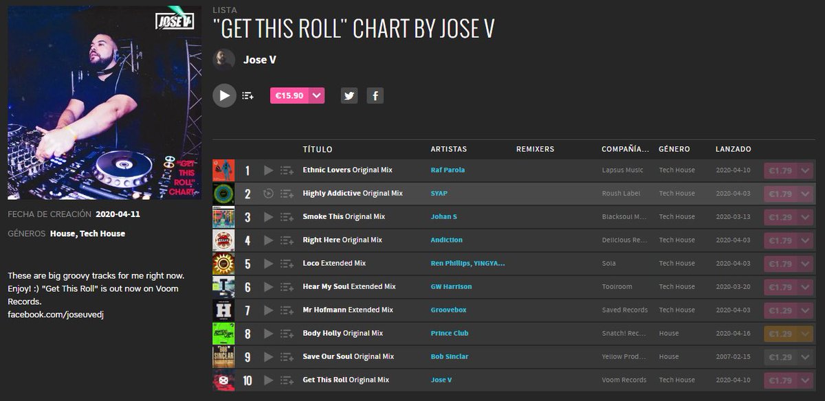 Morninnnnn! 
Espero que estéis tod@s bien! 🙏🏻
Para amenizar un poco el #viernes aquí os comparto mi nuevo chart lleno de TEMAZOS ! Espero que los disfrutéis! Nos volvemos a ver este domingo en directo a las 18:00 pm en <a href="/Facebook/">Facebook</a> live!