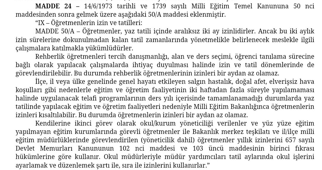 peridokya50's tweet photo. PDR - Tatil / Telafi ?

MEB Sn @ziyaselcuk 

Yürürlüğe giren ek 50/A maddesi ile ilgili ilk sorularım :

1- bu metni kim, kimin için hazırladı ?
2- bu metin için, hukuk müşavirliğinizin görüşü var mı
3- bu metin için, iç denetçilerin görüşü var mı ?

Haksızlık / Hukuksuzluk
👇 https://t.co/VCR739CbFt