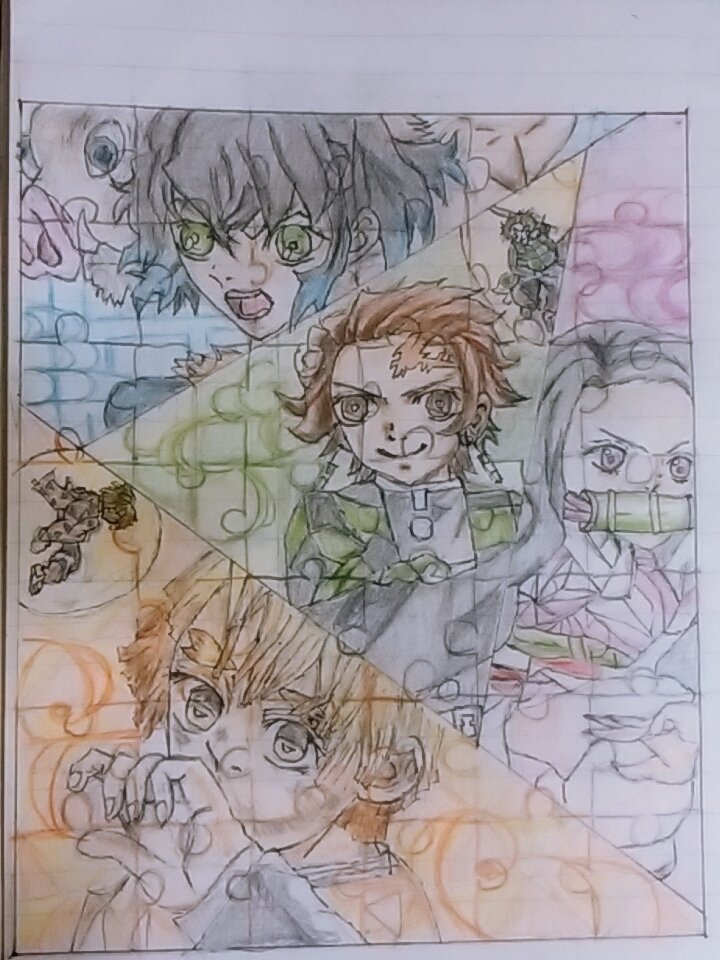 Shion かまぼこ隊パズルイラスト 鬼滅の刃 お絵かき イラスト パズルイラスト かまぼこ隊 ねずこ 炭治郎 伊之助 善逸
