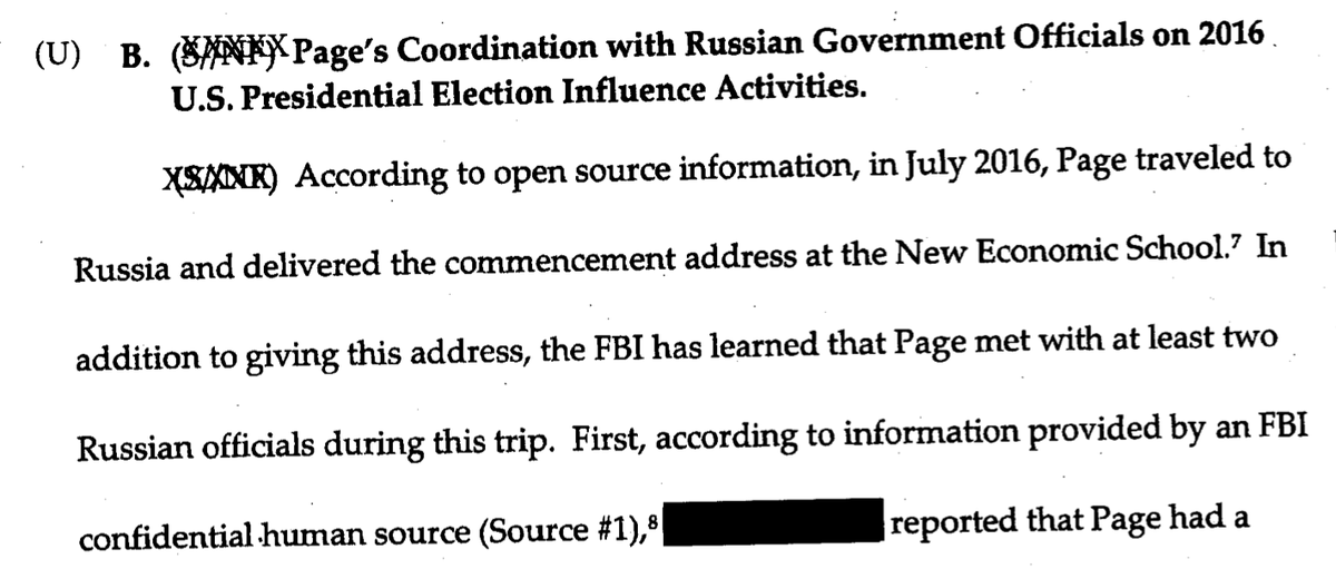 This "specific sub section" of the FISA starts at p.15 (Section III,B)This is where the FISA first *appears* to mention Steele, and rely on his dossier reporting about Page's alleged meetings in Moscow with Igor Sechin and others - or the "narrow use", according to Schiff