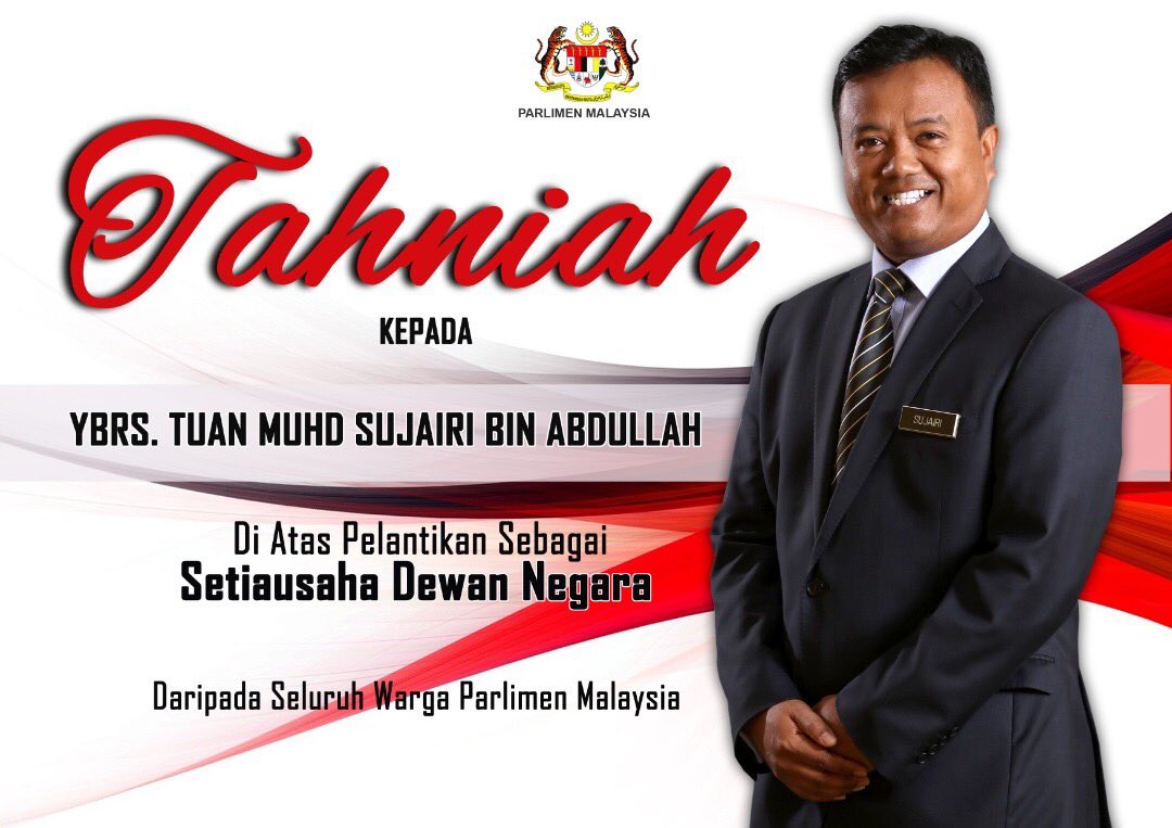 Parlimen Malaysia Di Twitter Sekalung Tahniah Diucapkan Kepada Ybrs Tuan Muhd Sujairi Bin Abdullah Diatas Pelantikan Sebagai Setiausaha Dewan Negara Daripada Warga Parlimen Malaysia 17 4 2020 Parlimen Malaysia Julie Aziah Salim